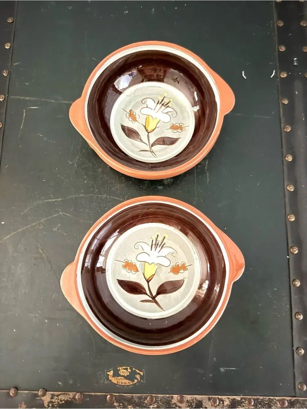 Vntg Stangl Pottery Golden Harvest 2 Handle Bowl Trinket Dish Set Of Two